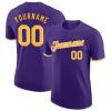 Purple Short T-Shirt Custom Baseball Jersey for Youth Men Women Teens Boys Girls Personalized Team Uniform with Name Number Logo Print Front and Back, Sports Tee Shirts with Yellow Text view 1