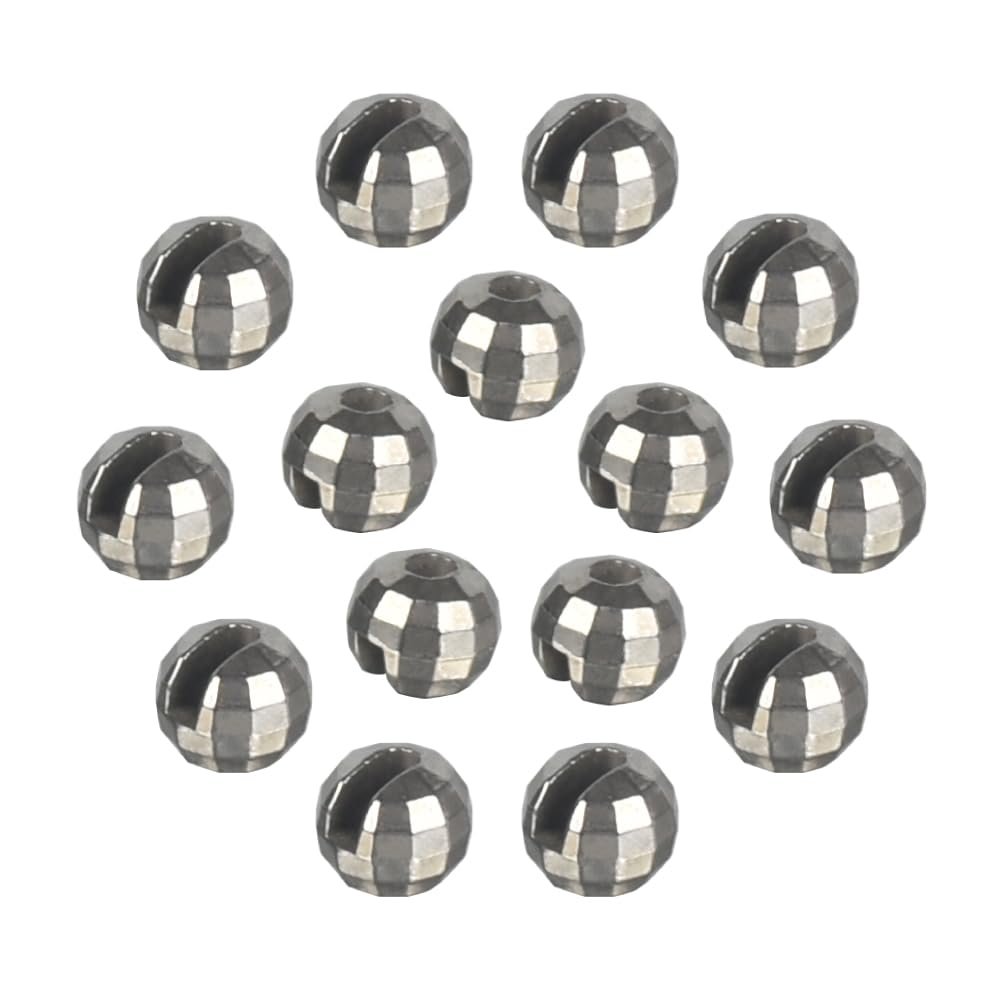 MUUNN 50pcs Tungsten Faceted Slotted Beads for Fly Tying, Sink Deeper and Faster 5 Colors/8 Sizes Slotted Tungsten Beads Fly Tying Beads Head Fly Tying Materials(Plain,2.0mm)