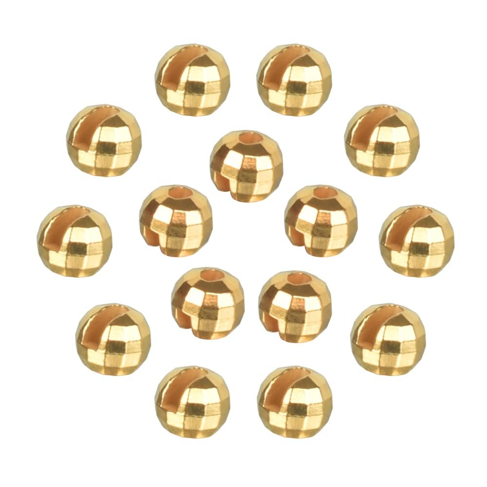 MUUNN 50pcs Tungsten Faceted Slotted Beads for Fly Tying, Sink Deeper and Faster 5 Colors/8 Sizes Slotted Tungsten Beads Fly Tying Beads Head Fly Tying Materials(Gold,3.5mm)