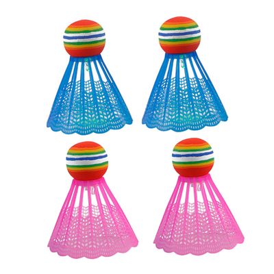GOOHOCHY Badminton Set 4pcs Luminous Nylon Shuttlecocks Lighting Ideal for Family Boys and Girls and Beginners