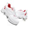 Roller Skate Shoes for Men and Women, Double Row Deform Wheel Roller Skates, Retractable Roller Shoes Sneakers, Outdoor Shoes with Wheels for Boys Girls (White Red, 6.5) view 1