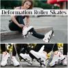 Roller Skate Shoes for Men and Women, Double Row Deform Wheel Roller Skates, Retractable Roller Shoes Sneakers, Outdoor Shoes with Wheels for Boys Girls (White Red, 6.5) view 2