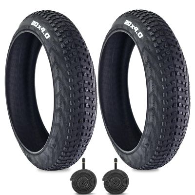 2 Pcs 20 X 4.0 Inch Replacement Fat Bike Tire with Inner Tube 20 Inch Fat Bike Tyre for Mountain Bike,E-Bike or Electric Beach Trikes