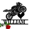 MeigoArt Custom Motorcycle Metal Wall Art, Personalized Biker Name Sign,Motorcycle Home Decor, Motocross Rider Monogram Wall Decor, Personalized Name Logo (Style-3) view 1