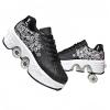 Roller Skate Shoes for Men and Women, Double Row Deform Wheel Roller Skates, Retractable Roller Shoes Sneakers, Outdoor Shoes with Wheels for Boys Girls (Black Pink, 8.5) view 1