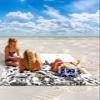 Blush Pink Leaves Beach Blanket Large with Stakes Waterproof Sandproof,Foldable Beach Mat with Corner Pockets for Outdoor Travel Camping Hiking Picnic Essentials,Retro Flower Dragonfly Black 84"x108" view 2
