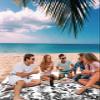 Blush Pink Leaves Beach Blanket Large with Stakes Waterproof Sandproof,Foldable Beach Mat with Corner Pockets for Outdoor Travel Camping Hiking Picnic Essentials,Retro Flower Dragonfly Black 84"x108" view 3