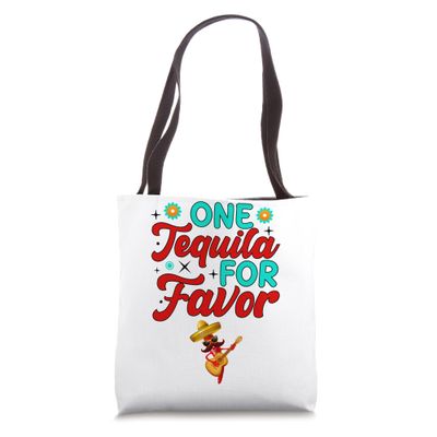 Sunny Fiesta Celebrate Cinco de Mayo with Funny One Tequila Favor Tote Bag, 16 inches, White