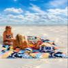 Abstract Basketball Beach Blanket Large with Stakes Waterproof Sandproof Beach Mat with Corner Pockets for Outdoor Travel Camping Hiking Picnic Essentials,Contemporary Rainbow Street Art 83"x79" view 2
