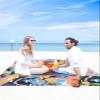 Abstract Basketball Beach Blanket Large with Stakes Waterproof Sandproof Beach Mat with Corner Pockets for Outdoor Travel Camping Hiking Picnic Essentials,Contemporary Rainbow Street Art 83"x79" view 4