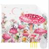 Pink Mushroom Beach Blanket Oversized with Stakes Waterproof Sandproof Beach Mat with Corner Pockets for Outdoor Travel Camping Hiking Picnic,Botanical Wildflower Leaves Spring Herbs 118"x108" view 1