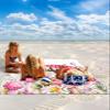 Pink Mushroom Beach Blanket Oversized with Stakes Waterproof Sandproof Beach Mat with Corner Pockets for Outdoor Travel Camping Hiking Picnic,Botanical Wildflower Leaves Spring Herbs 118"x108" view 2