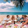 Pink Mushroom Beach Blanket Oversized with Stakes Waterproof Sandproof Beach Mat with Corner Pockets for Outdoor Travel Camping Hiking Picnic,Botanical Wildflower Leaves Spring Herbs 118"x108" view 3