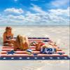 American Flag Beach Blanket Large with Stakes Waterproof Sandproof Beach Mat with Corner Pockets for Outdoor Travel Camping Hiking Picnic,Freedom Stripes Stars Patriotic Memorial Day 84"x108" view 2