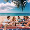 American Flag Beach Blanket Large with Stakes Waterproof Sandproof Beach Mat with Corner Pockets for Outdoor Travel Camping Hiking Picnic,Freedom Stripes Stars Patriotic Memorial Day 84"x108" view 3