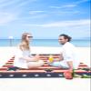 American Flag Beach Blanket Large with Stakes Waterproof Sandproof Beach Mat with Corner Pockets for Outdoor Travel Camping Hiking Picnic,Freedom Stripes Stars Patriotic Memorial Day 84"x108" view 4