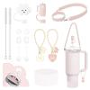 10Pcs Stanley Cup Accessories 9-10mm Stanley Straw Cover Topper Silicone Boot For Stanley Cup Initial Letter Charm Leak Proof Seal Kit Stanley 2.0 30&40oz (Rose Quartz,H) view 1