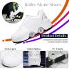 Roller Skate Shoes for Men and Women, Double Row Deform Wheel Roller Skates, Retractable Roller Shoes Sneakers, Outdoor Shoes with Wheels for Boys Girls (White Silver, 9.5) view 3