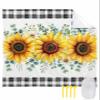 Eucalyptus Floral Beach Blanket Large with Stakes Waterproof Sandproof,Foldable Beach Mat with Corner Pockets for Outdoor Travel Camping Hiking Picnic Essentials,Country Rustic Sunflower Plaid 95"x80" view 1