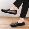 TAYGUM Men's Loafers Shoes Square Toe Faux Leather Moccasins Loafer Shoes Slip Resistant Anti-Slip Lightweight Walking Slip-on(Black,6.5) view 2