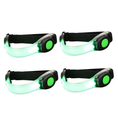 Outanaya 4pcs Led Night Running Light High Visibility Strobe Safety Gear for Runners Joggers and Bikers Durable Bright Illumination Green for Evening Activities