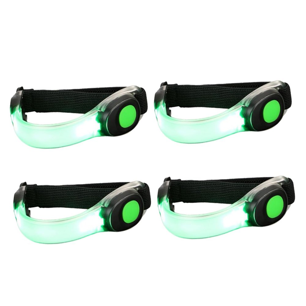 Outanaya 4pcs Led Night Running Light High Visibility Strobe Safety Gear for Runners Joggers and Bikers Durable Bright Illumination Green for Evening Activities