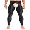 Vxuxlje Men's Oil Shiny Open Crotch Leggings High Waist Cut Out Leggings Compression Pants Black X-Large view 1