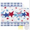 American Flag Beach Blanket Large with Stakes Waterproof Sandproof Beach Mat with Corner Pockets for Outdoor Travel Camping Hiking Picnic Essentials,Memorial Patriotic Freedom Stars Blue 83"x79" view 1