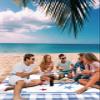 American Flag Beach Blanket Large with Stakes Waterproof Sandproof Beach Mat with Corner Pockets for Outdoor Travel Camping Hiking Picnic Essentials,Memorial Patriotic Freedom Stars Blue 83"x79" view 3