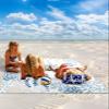 Blue Sea Turtle Beach Blanket Large with Stakes Waterproof Sandproof Beach Mat with Corner Pockets for Outdoor Travel Camping Hiking Picnic Essentials,Coastal Ocean Coral Seaweed Jellyfish 84"x108" view 2