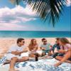Blue Sea Turtle Beach Blanket Large with Stakes Waterproof Sandproof Beach Mat with Corner Pockets for Outdoor Travel Camping Hiking Picnic Essentials,Coastal Ocean Coral Seaweed Jellyfish 84"x108" view 4