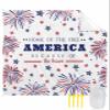 4th of July Beach Blanket Large with Stakes Waterproof Sandproof Beach Mat with Corner Pockets for Outdoor Travel Camping Hiking Picnic Essentials,Patriotic Memorial Firework Stars Red Blue 95"x80" view 1