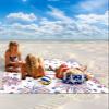 4th of July Beach Blanket Large with Stakes Waterproof Sandproof Beach Mat with Corner Pockets for Outdoor Travel Camping Hiking Picnic Essentials,Patriotic Memorial Firework Stars Red Blue 95"x80" view 2