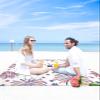 4th of July Beach Blanket Large with Stakes Waterproof Sandproof Beach Mat with Corner Pockets for Outdoor Travel Camping Hiking Picnic Essentials,Patriotic Memorial Firework Stars Red Blue 95"x80" view 4