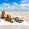 Aesthetic Eucalyptus Beach Blanket Oversized with Stakes Waterproof Sandproof Beach Mat with Corner Pockets for Outdoor Travel Camping Hiking Picnic Essentials,Monogrammed W Farm Flower 118"x108" view 2