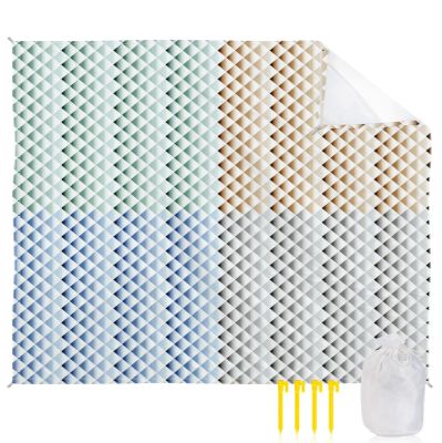 Abstract Geometric Beach Blanket Oversized with Stakes Waterproof Sandproof Beach Mat with Corner Pockets for Outdoor Travel Camping Hiking Picnic,Multi Gradual Minimalist Stripes Modern Art 118"x108"