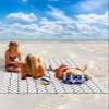 Geometric Black Beach Blanket Large with Stakes Waterproof Sandproof Beach Mat with Corner Pockets for Outdoor Travel Camping Hiking Picnic Essentials,Solid Modern Abstract Contemporary 83"x79" view 2