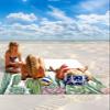 Tropical Cactus Beach Blanket Large with Stakes Waterproof Sandproof Beach Mat with Corner Pockets for Outdoor Travel Camping Hiking Picnic,Green Summer Fall Succulent Plant Butter-fly 84"x108" view 2
