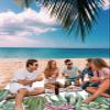 Tropical Cactus Beach Blanket Large with Stakes Waterproof Sandproof Beach Mat with Corner Pockets for Outdoor Travel Camping Hiking Picnic,Green Summer Fall Succulent Plant Butter-fly 84"x108" view 3