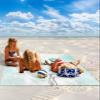 Aqua Floral Beach Blanket Oversized with Stakes Waterproof Sandproof Beach Mat with Corner Pockets for Outdoor Travel Camping Hiking Picnic Essentials,Spring Summer Country Plant Modern Art 118"x108" view 2
