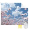 Pastel Pink Flower Beach Blanket Large with Stakes Waterproof Sandproof Beach Mat with Corner Pockets for Outdoor Travel Camping Hiking Picnic Essentials,Farmhosue Country Sky Blue White 84"x108" view 1