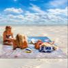 Pastel Pink Flower Beach Blanket Large with Stakes Waterproof Sandproof Beach Mat with Corner Pockets for Outdoor Travel Camping Hiking Picnic Essentials,Farmhosue Country Sky Blue White 84"x108" view 2