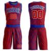 Customized Basketball Jersey Suits Red Blue Design Sportswear for Youth Boys Men Women Girls Personalized Team Uniform Shirts & Shorts Sets with Name Number Logo Print Front and Back view 1