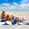 Navy Blue Beach Blanket Large with Stakes Waterproof Sandproof Beach Mat with Corner Pockets for Outdoor Travel Camping Hiking Picnic Essentials,Modern Abstract Geometric Middle Century 84"x108" view 2