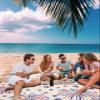 Independence Day Beach Blanket Large with Stakes Waterproof Sandproof,Foldable Beach Mat with Corner Pockets for Outdoor Travel Camping Hiking Picnic Essentials,American Flag Freedom Firework 95"x80" view 3