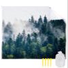 Green Forest Beach Blanket Large with Stakes Waterproof Sandproof Beach Mat with Corner Pockets for Outdoor Travel Camping Hiking Picnic Essentials,Misty Wood-land Trees Foggy Dreamy Scene 95"x80" view 1