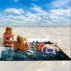 Green Forest Beach Blanket Large with Stakes Waterproof Sandproof Beach Mat with Corner Pockets for Outdoor Travel Camping Hiking Picnic Essentials,Misty Wood-land Trees Foggy Dreamy Scene 95"x80" view 2