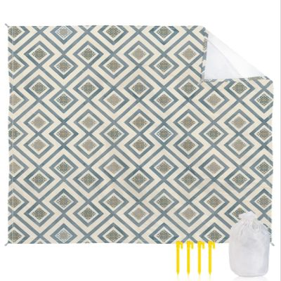 Geometric Diamond Beach Blanket Large with Stakes Waterproof Sandproof,Foldable Beach Mat with Corner Pockets for Outdoor Travel Camping Hiking Picnic Essentials,Vintage Native American Tribal 83"x79"