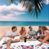American Flag Beach Blanket Large with Stakes Waterproof Sandproof Beach Mat with Corner Pockets for Outdoor Travel Camping Hiking Picnic,Patriotic Firework Stars Freedom 4th of July 83"x79" view 3