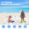 Sage Green Coastal Turtle Beach Blanket Large with Stakes Waterproof Sandproof Beach Mat with Corner Pockets for Outdoor Travel Camping Hiking Picnic,Starfish Jellyfish Coral Shell Seahorse 84"x108" view 4